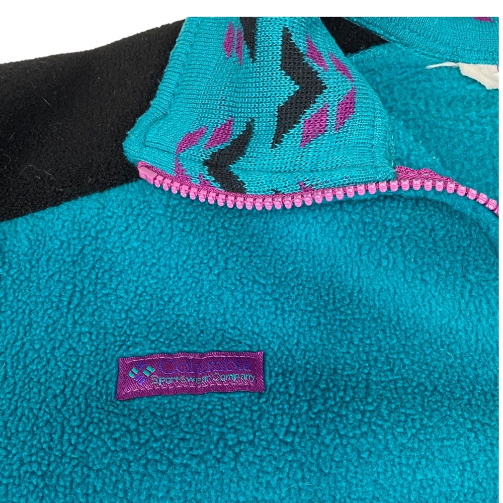 Vintage Columbia Jacket Womens Large Aztec Radial Sleeve Fleece Made In USA - Picture 6 of 12